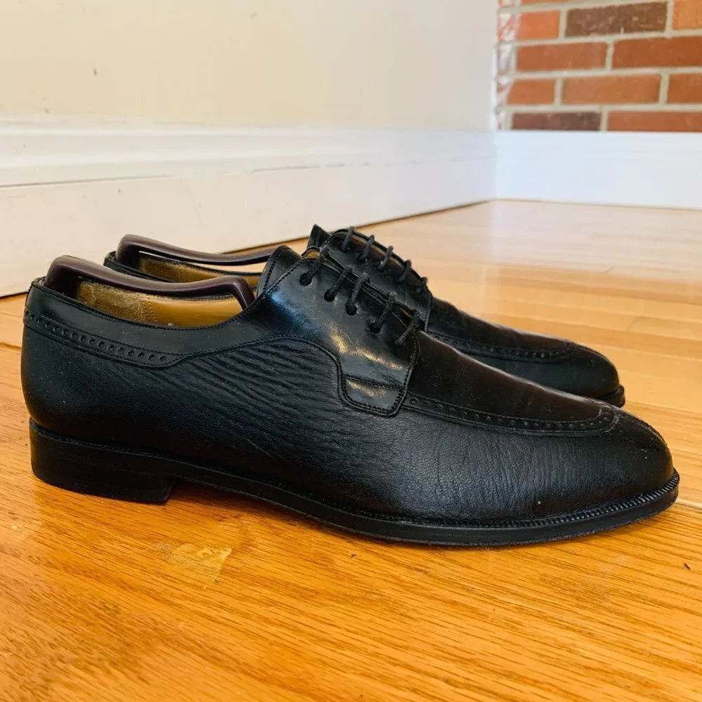 Mezlan Split-Toe Oxford Dress Shoes Black Men Size 8.5 M Made In Italy